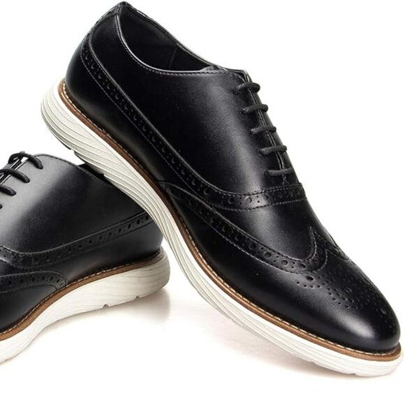 NEW! Men\'s Oxford Shoes, Dress Shoes Lace-up Wingtip Brogue Shoe-BLACK